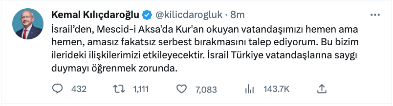 kemal kilicdaroglu ndan israil e sert sozlerle uyari hemen ama hemen